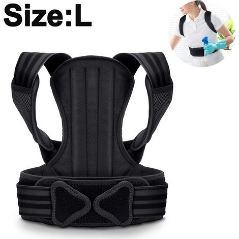 Correcteur De Posture - Soutien Lombaire Et Dorsal Avec Tiges De Renforcement - Pour Adulte Homme Femme - Noir - Taille M L XL (1/5)