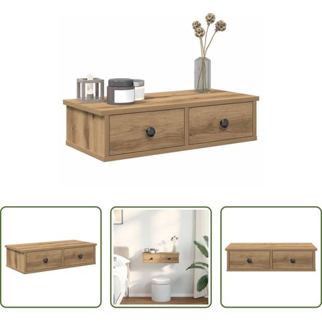 Schubladenregal - Wandregal mit Schubladen Artisan-Eiche 60x28x15cm Holzwerkstoff (1/5)