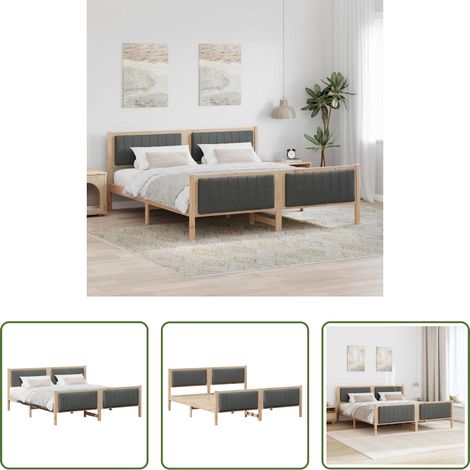 Plattformbett - Bettgestell Braun und Dunkelgrau 180 x 200 cm Massivholz Kiefer (1/5)