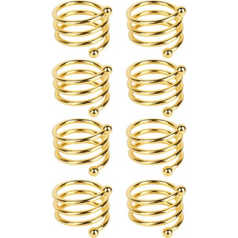 Lot de 8 ronds de serviette dorés en spirale, élégants et antirouille, en métal, parfaits pour un mariage, un anniversaire, un dîner ou une fête de famille. (1/5)