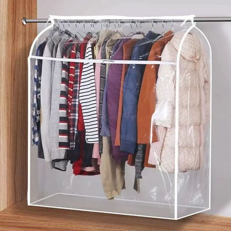 Housse Vetement Penderie Anti Mite Translucide 110cm, Housses de Vêtements avec Zip, pour Résistant à l\'Humidité de La Poussière, Penderie Non Inclus (1/3)