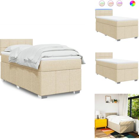 Boxspringbett mit Matratze Creme 80x200 cm Stoff - Boxspringbett - Boxspringbetten - Bett - Bettgestell (1/5)