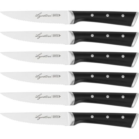 Lagostina Iceforce, Set Coltelli da Bistecca, 6 Coltelli in Accaio Inox con Lama Raffreddata, Confezione con 6 Coltelli da Bistecca 11cm, Resistenti alla Corrosione (1/5)