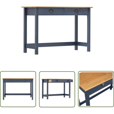 vidaXL Console Table "Hill" with 2 Drawers Grey 110x45x74 cm Solid Pine Wood (1/5)