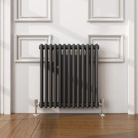 ELEGANT 600 x 605mm Anthracite Traditional Radiator Horizontal Cast Iron Style Double Column Rad