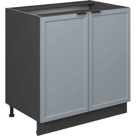 Mobile lavello cucina Fame-Line, Blu-grigio chiaro, 80 cm con ripiano, senza piano di lavoro, Vicco