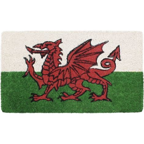 Cymru Welsh Dragon Wales Welcome Coir Coconut Doormat, 30x60cm (1/4)