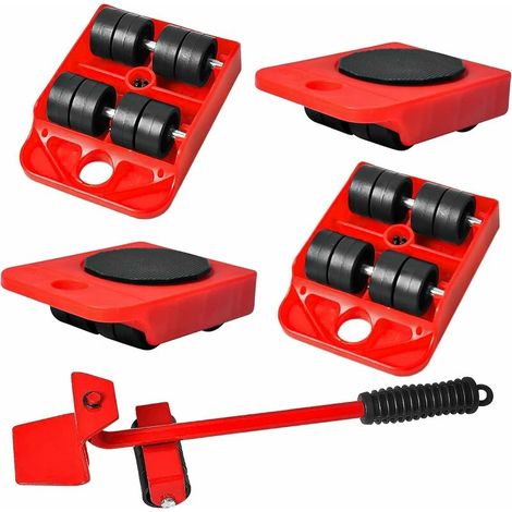 Ensemble de 5 outils de déménagement pour meubles, roulettes, patins rotatifs à 360°, couleur aléatoire (1/5)