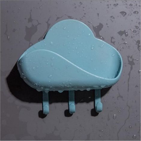 Étagère de salle de bain rose en forme de nuage avec crochets robustes et porte-savon mural (1/4)