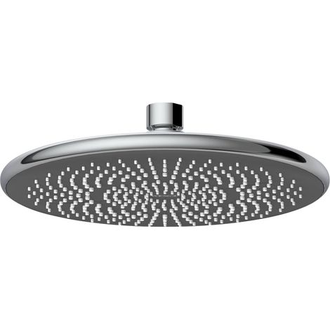 Tête de douche italienne à effet pluie WENKO, Economie d'eau jusqu'à 40%, Raccord universel, Adapté chauffe eau instantané, ABS Chromé noir brillant, Diam 22,5 cm, chromé noir (1/5)
