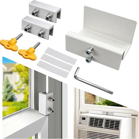 Support de fenêtre métallique réglable pour climatiseurs convient aux fenêtres coulissantes verticales et horizontales. (1/5)