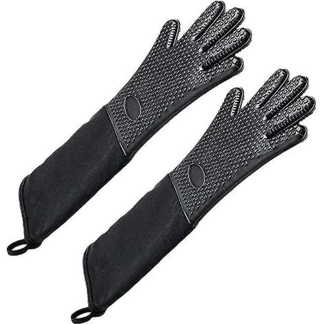 Extra langer, professioneller Silikon-Küchenhandschuh, hitzebeständiger Küchenhandschuh mit Baumwollfutter für K (1/5)