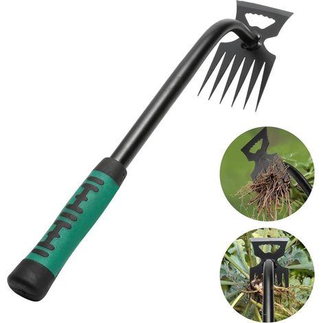 Désherbeur Manuel, Outil de Désherbage Manuel, Outil de Désherbeur en Acier Inoxydable, Outils Jardinage avec Poignée en Caoutchouc, Rateau de Désherbage pour Cour, Les Pissenlits(6 Teets) (1/5)
