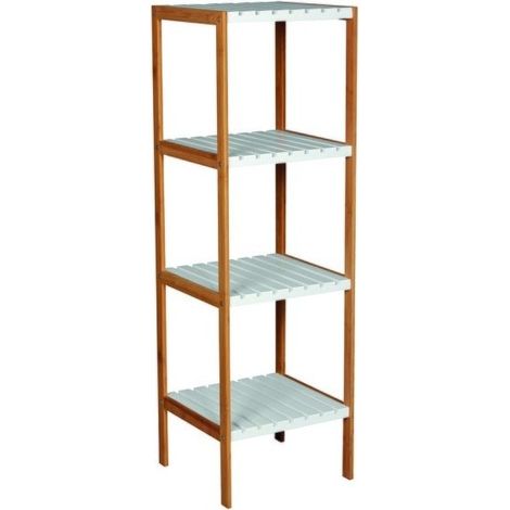 Etagère 4 Niveaux Bambou & MDF Blanc MSV (1/3)