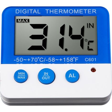 Thermomètre numérique pour réfrigérateur avec alarme et température minimale maximale, écran LCD facile à lire, réfrigérateur congélateur pour intérieur et extérieur (1/5)