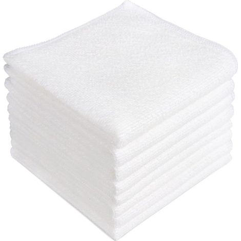 Chiffons de nettoyage en microfibre blanc, lot de 8, chiffons en microfibre, torchons, chiffons de nettoyage, chiffons pour vitres, doux, très non pelucheux, sans traces, pour la maison, la cuisine, l (1/5)