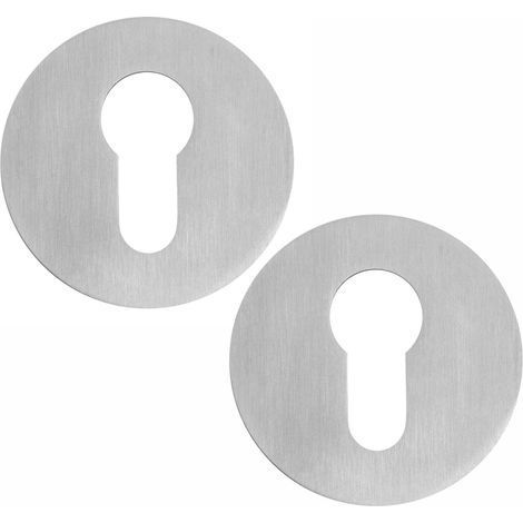 Lot de 2 Rosaces Porte Ronde Acier Inoxydable Ø55mm Adhésif Pour Serrure Cylindre Meuble (1/5)