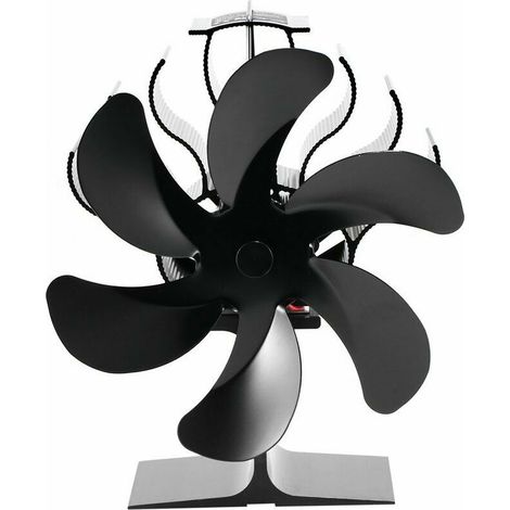 MINE Ventilateur À Poêle Alimenté Par La Chaleur, 6 Pales Ventilateur De Cheminée, Ventilateur De Poele Pour Foyer, Pour Poêle À Bois/Bûches Ou Cheminée (1/5)