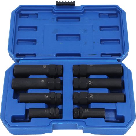 8-teiliger Radmutternschlüsselsatz, 5/8" bis 45/64", dünnwandiger Chrom-Molybdän-Stahl, Diebstahlsicherungs-Entfernungswerkzeug (1/5)