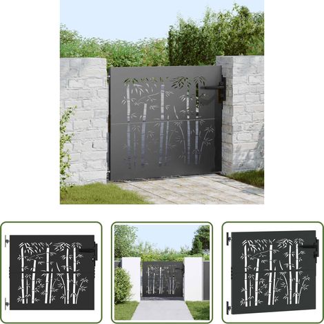 Metalltor -  Gartentor Schwarz 85 x 175 cm Pulverbeschichteter Stahl