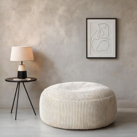 Fauteuil lounge rond en velours côtelé blanc 254 cm mousse (1/5)