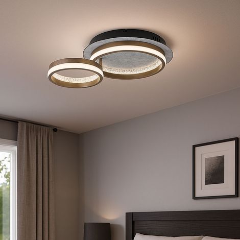 Plafonnier Plafonnier LED Salon noir Mémoire Veilleuse, aluminium, métal, 1x LED 30 W 1200lm blanc chaud/blanc froid, L 47,2 cm (1/5)