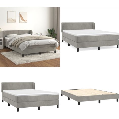 Sommier à lattes de lit et matelas Gris clair 140x200cm Velours - Lit Plateforme - Lit Double - Lit Velours - Lit Design - Literie - Home & Living (1/5)