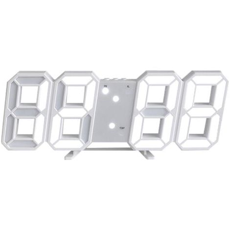 Horloge Murale Digitale LED 3D 12/24 Heure Temperature Date Affichage Temps Mémoire Fonction Snooze Veilleuse Luminosité Regolabile (1/4)