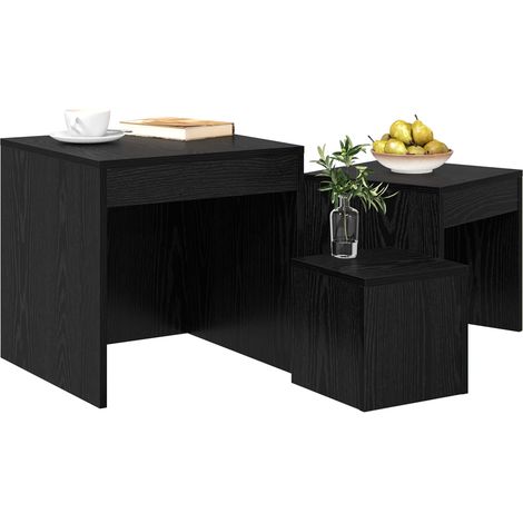 Maison Exclusive - Couchtisch 3 pcs Schwarz Eichen-Optik Holzwerk