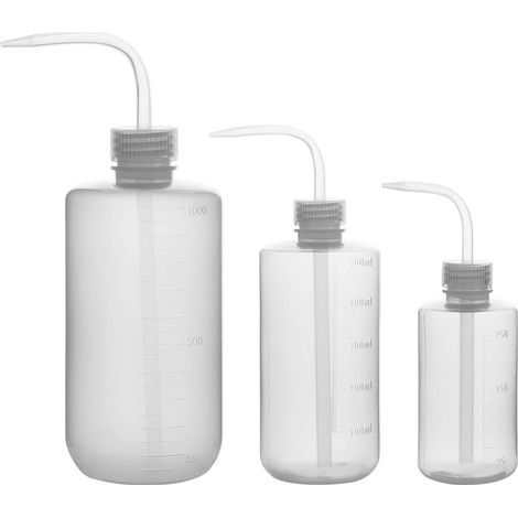 3 Paquet 250 ml, 500ml, 1000 ml Flacons de Lavage en Plastique à Squeeze avec LDPE Ouverture Etroite, Bouteille D'arrosage à Presser Squeeze Wash Bottle (1/5)