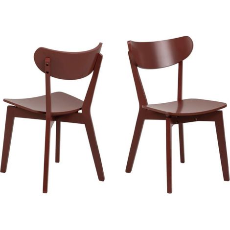 Hellin – Chaises scandinaves en bois laqué – Lot de 2 – Structure en hévéa – Hauteur d'assise 42,5 cm – Coloris bordeaux, gris, blanc (1/5)