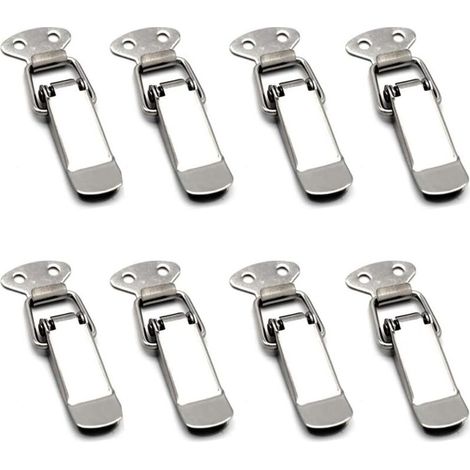Attache Capot Fermeture à Levier Moraillon de Porte,Fermeture à Levier Loquet à Ressort avec Crochet Fermeture à Ressort en Acier Inoxydable,Loquet à Ressort,pour Coffret,Boîte,Tiroir,Armoire (8 Pcs ) (1/5)