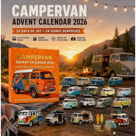 Ce calendrier de l'Avent de Noël 2026 en forme de camping-car contient 24 figurines acryliques à collectionner, ce qui en fait un cadeau de Noël surprise idéal pour les enfants.
