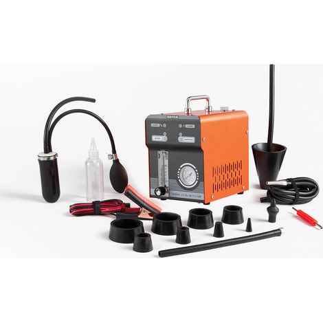 Mophorn Détecteur de fuite de fumée 12 V CC, appareil de détection de fumée pour systèmes EVAP avec manomètre et débitmètre, testeur de vide à double mode avec pompe à air intégrée pour voitures (1/2)