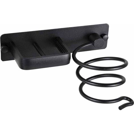 Porte Sèche Cheveux Support de Lisseur en Aluminium avec Range-Câbles Mural Fer à Lisser Brosses à Cheveux pour Organisateur Hôtel de Chambre à Coucher de Salle de Bain Salon de Coiffure Noir-DOU