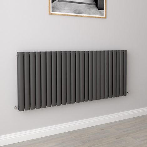 AICA Oval Column Designer Radiator Central Heating Horizontal 600x1416mm Double Anthracite