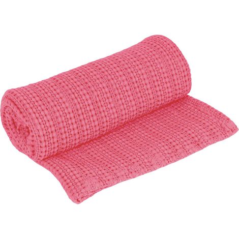 Plaid en coton 130x170 cm PERLA corail par Vent du sud
