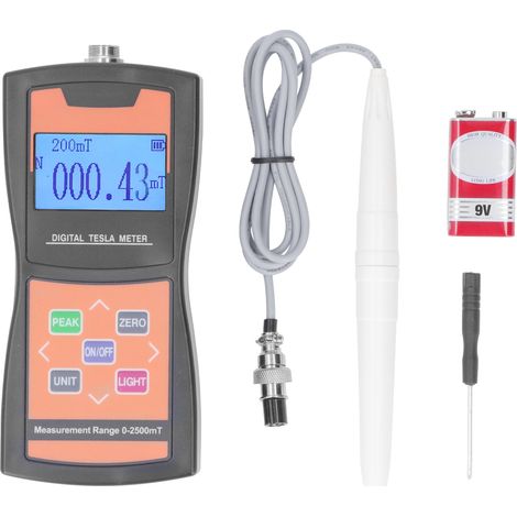 Testeur numérique portatif de champ magnétique, mesure de précision 0-2400mT, détecteur de force magnétique de surface pour aimants, appareil de mesure portable haute exactitude. (1/5)