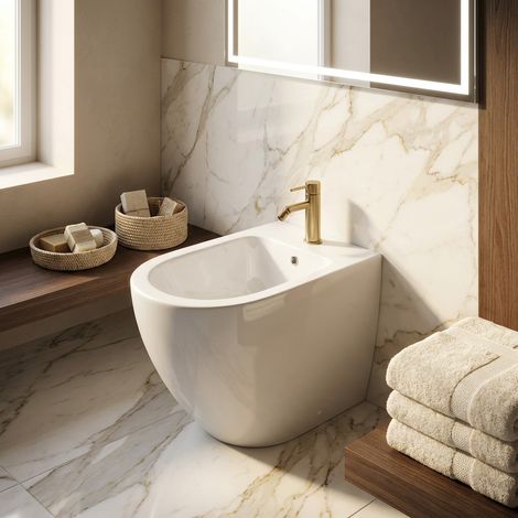 Bidet filomuro in ceramica bianca 52x38 cm – Serie Des  RAK Ceramics