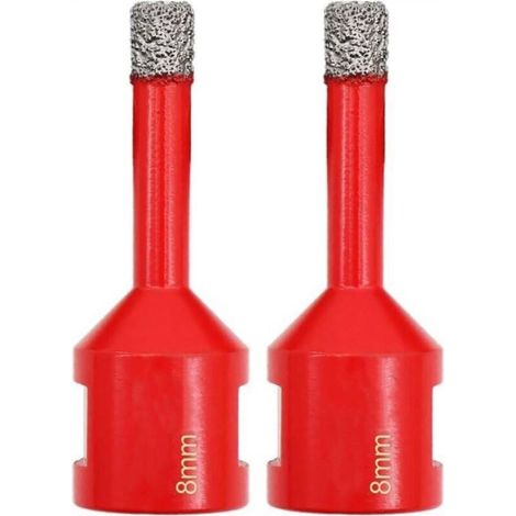 2-Piece 8mm Diamond Drill Bit Set with M14 Thread for Dry Drilling in Porcelain, Tile, Granite, and Marble (1/5)