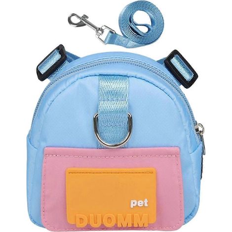 Harnais-sac à dos pour chien, sac de transport pour chiot avec harnais réglable et laisse pour les promenades quotidiennes-Blue S