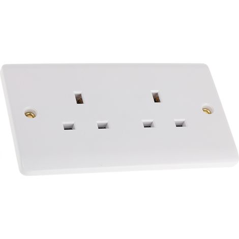 Prise électrique double RS PRO, Montage encastré, Type G - Britannique, , IP20 ( Prix pour 1 ) (1/2)