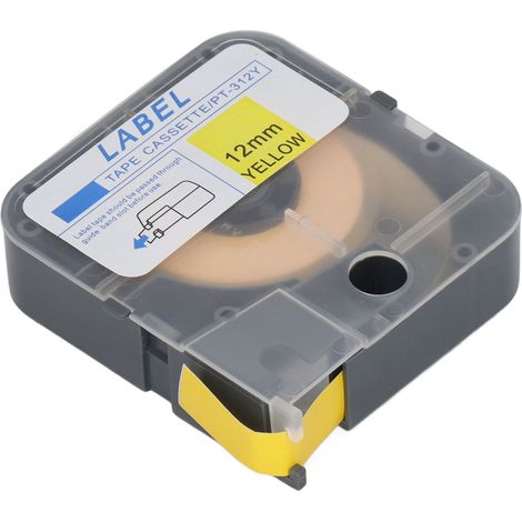 Ruban d'étiquettes pour machines MAX Line LM 380E, LM 390A, LM 370A, LM 380A et LM 380EZ : ruban autocollant jaune de 12 mm de large et 8 m de long, avec étui. (1/5)