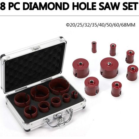 M14 Diamond Drill Bit Tile Drill Set for Angle Grinder - Dry Drill Bit, Hole Saw, Hole Drill Bit for Porcelain Stoneware, Hard Tiles, Granite 20/25/32/35/40/50/60/68 mm (1/5)