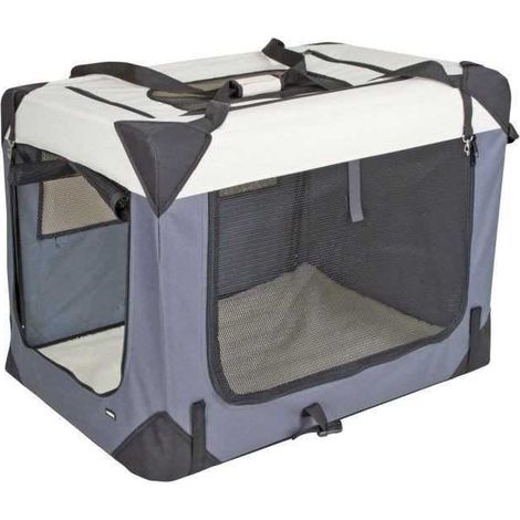KERBL - Dog transport box - JOURNEY - 81 x 58 x 58 cm - Gray / Beige (1/3)
