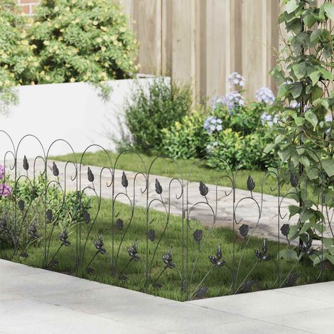 Gartenzaun 5 pcs Schwarz Stahl