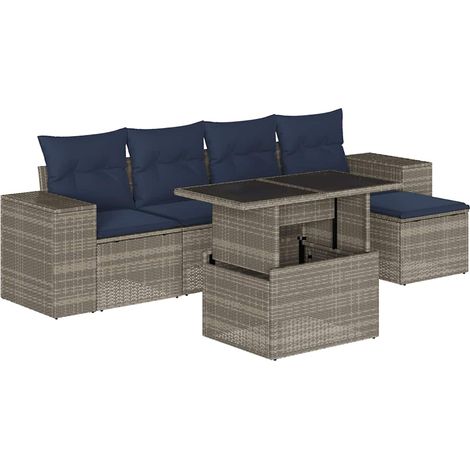 Maison Exclusive - Set Divani da Giardino 6 pz con Cuscini Grigio in Polyrattan (1/5)