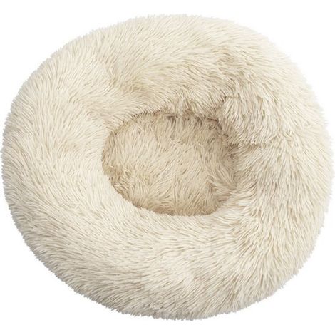Coussin KUSSIES® 50 cm avec housse lavable - Blanc cassé - Coussin pour chien et chat - Coussin rond en forme de donut pour chat et petit chien - Blanc duveteux (1/5)