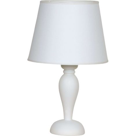 Lumetto In Legno Classico Bianco Opaco Con Paralume 1 Luce Sula