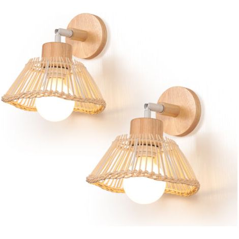 royaluxe- Applique murale intérieure 2PCS en bambou rétro – E27 – Tension 220V-240V – Dimensions 20x10cm – Compatible LED/CFL/Incandescente – Norcks (1/5)